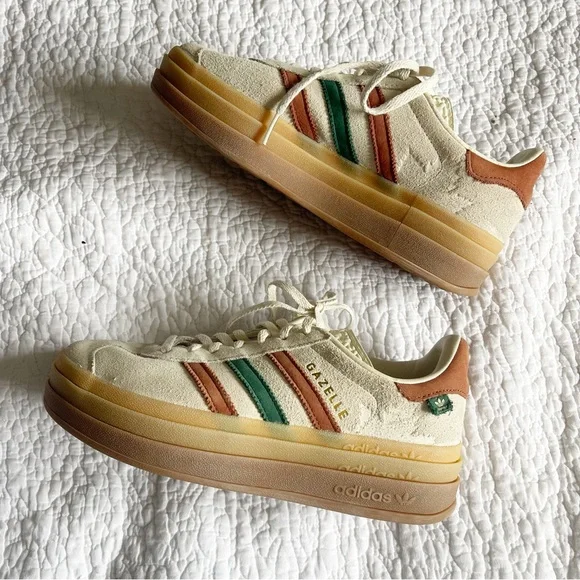 Adidas Women's Gazelle Bold Maple Leaf Platform Sneakers - Cream, Brown, Green - Picture 11 of 15